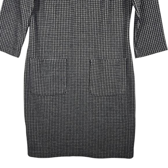 Boden Opal Jersey Dress Women 8P Petite Jacquard Houndstooth Mod Shift Mock Neck - Picture 5 of 12